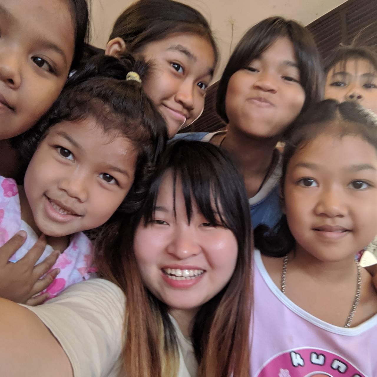 Shiori Sakuta, our representative, with the children